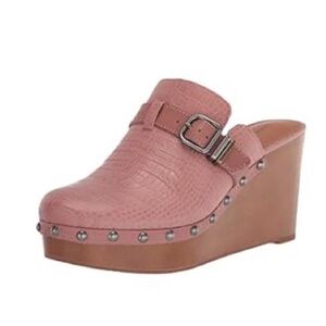 Powder Pink Wedge Mules